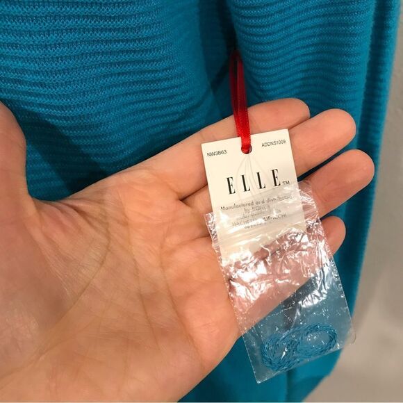 Elle teal asymmetrical long sleeve sweater - Picture 8 of 13